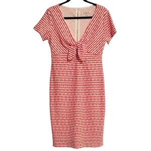 Bleecker 126 Orange and White Striped and Textured Dress